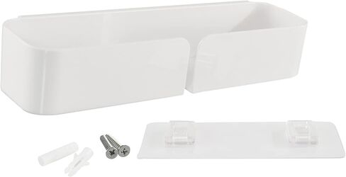 مجموعة Home-X مكونة من منظمي حائط عائمين مع فتحة لشاحن الهاتف، وأرفف لاصقة سهلة التركيب، ومنظمات حائط لجانب السرير أو المطبخ أو المكتب، بطول 25.4 سم × عرض 7.62 سم ​​× ارتفاع 5.08 سم، أبيض in Kuwait