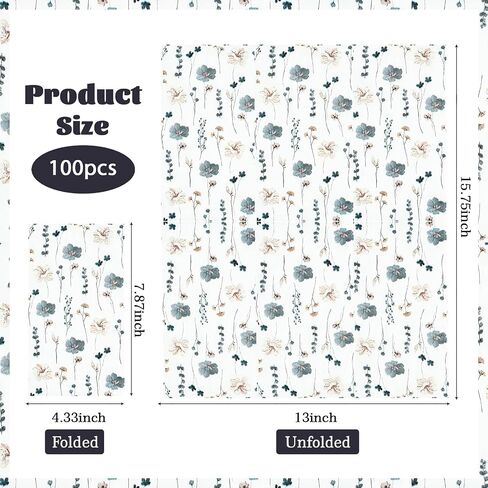 100 Pcs Watercolor Floral Summer Guest Napkins 3 Ply Blue Beige Flower Disposable Hand Towels for Bathroom Modern Minimalist Floral Napkins for Anniversary Wedding Bridal Shower Party Decoration in Saudi Arabia