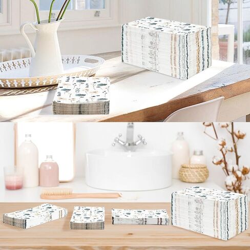 100 Pcs Watercolor Floral Summer Guest Napkins 3 Ply Blue Beige Flower Disposable Hand Towels for Bathroom Modern Minimalist Floral Napkins for Anniversary Wedding Bridal Shower Party Decoration in Saudi Arabia