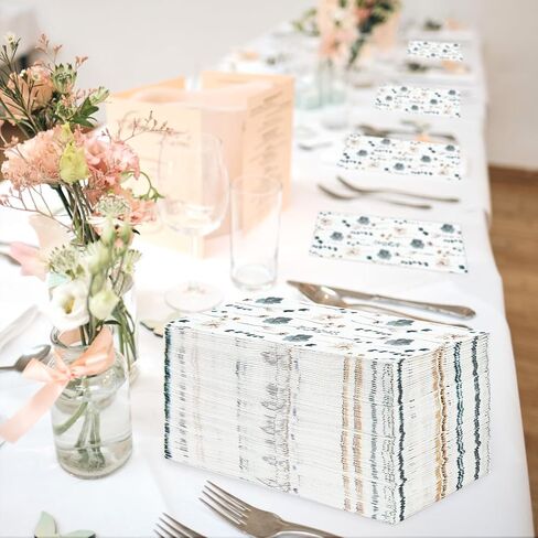 100 Pcs Watercolor Floral Summer Guest Napkins 3 Ply Blue Beige Flower Disposable Hand Towels for Bathroom Modern Minimalist Floral Napkins for Anniversary Wedding Bridal Shower Party Decoration in Saudi Arabia