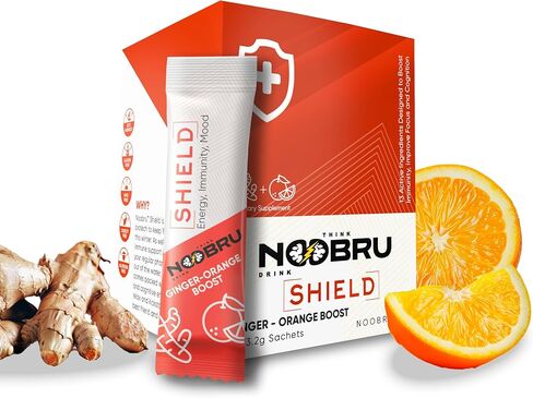 Shield with Vitamin C Powder and Ginger - Immune System Booster for Perfect Health Condition - Vitamins Blend for Your Body - Nootropic Food Supplements for Sharp Concentration and Quick Mind in Saudi Arabia