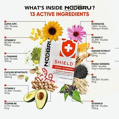 Shield with Vitamin C Powder and Ginger - Immune System Booster for Perfect Health Condition - Vitamins Blend for Your Body - Nootropic Food Supplements for Sharp Concentration and Quick Mind in Saudi Arabia