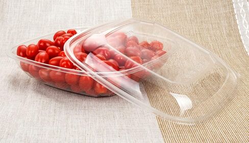GOLDEN APPLE, 160oz-5sets Disposable Plastic Serving Square Bowls with Lids, Large Clear Plastic Disposable Salad Containers in Kuwait