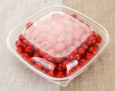 GOLDEN APPLE, 160oz-5sets Disposable Plastic Serving Square Bowls with Lids, Large Clear Plastic Disposable Salad Containers in Kuwait