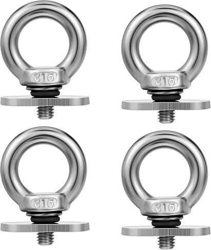 4 Pcs Kayak Track Mount Tie Down Eyelet 316 Stainless Steel Eye Nut Kayak Rail Accessories M6 Eye Bolts with Nuts Machinery Shoulder Eyebolts for Kayak Canoe Boat Bungee Cord in Saudi Arabia