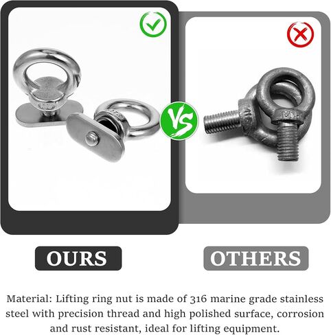 4 Pcs Kayak Track Mount Tie Down Eyelet 316 Stainless Steel Eye Nut Kayak Rail Accessories M6 Eye Bolts with Nuts Machinery Shoulder Eyebolts for Kayak Canoe Boat Bungee Cord in Saudi Arabia