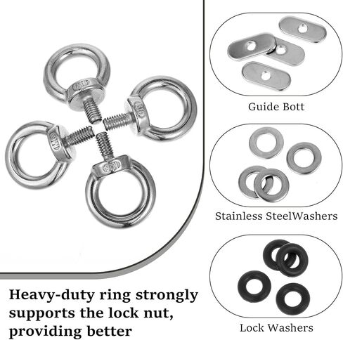 4 Pcs Kayak Track Mount Tie Down Eyelet 316 Stainless Steel Eye Nut Kayak Rail Accessories M6 Eye Bolts with Nuts Machinery Shoulder Eyebolts for Kayak Canoe Boat Bungee Cord in Saudi Arabia