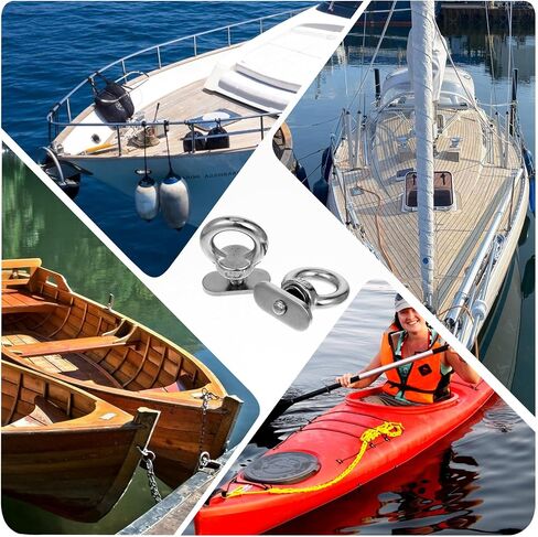 4 Pcs Kayak Track Mount Tie Down Eyelet 316 Stainless Steel Eye Nut Kayak Rail Accessories M6 Eye Bolts with Nuts Machinery Shoulder Eyebolts for Kayak Canoe Boat Bungee Cord in Saudi Arabia