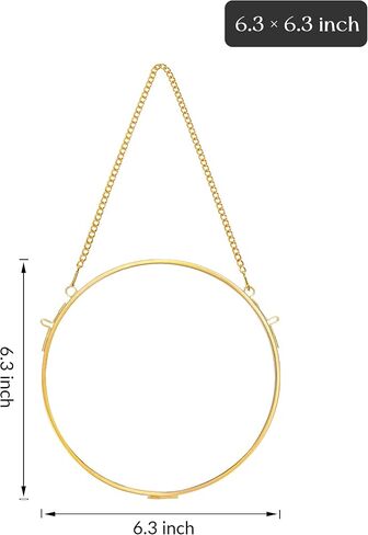 Glass Frame for Pressed Flowers Handmade, Wall Hanging Brass Floating Frame, Double Glass Round Picture, Glass Frame for Dried Flowers Poster Home Wall Decor, Circle, Gold (FRAME ONLY) in Saudi Arabia