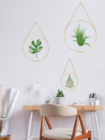 Glass Frame for Pressed Flowers Handmade, Wall Hanging Brass Floating Frame, Double Glass Round Picture, Glass Frame for Dried Flowers Poster Home Wall Decor, Circle, Gold (FRAME ONLY) in Saudi Arabia