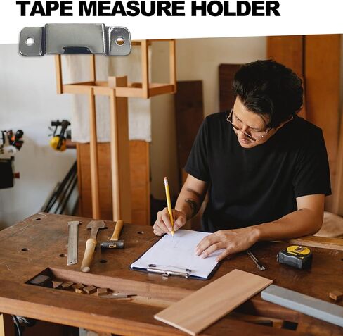 8PCS Small Metal Tape Measure Holder Clip Measuring Tape Belt Holder Occidental Measure Holster with Rivets for Drill Leather Pocket Tool, Black in Saudi Arabia