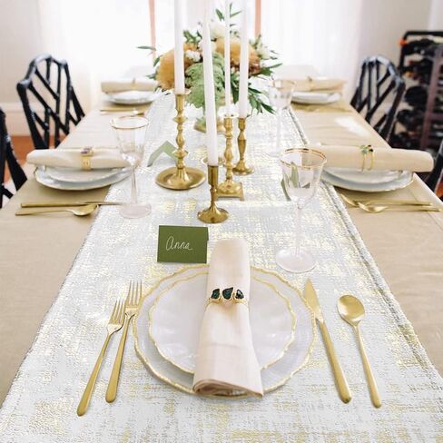 White and Gold Tabler Runners for Christmas Decoration Indoor,Modern Glam Xmas Seasonal Decor,Textured Velvet Cloth Table Runner for Dining Party,72 Inch Long in Saudi Arabia
