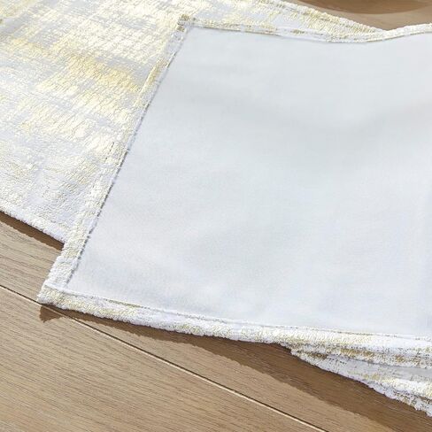 White and Gold Tabler Runners for Christmas Decoration Indoor,Modern Glam Xmas Seasonal Decor,Textured Velvet Cloth Table Runner for Dining Party,72 Inch Long in Saudi Arabia