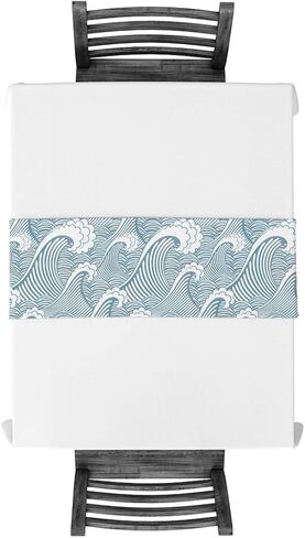 Sea Wave Table Runner Party Supplies Fabric Decorations for Wedding Birthday Baby Shower 13x70inch Japanese Illustration Ocean Decor in Saudi Arabia