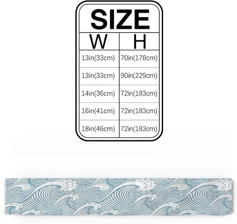 Sea Wave Table Runner Party Supplies Fabric Decorations for Wedding Birthday Baby Shower 13x70inch Japanese Illustration Ocean Decor in Saudi Arabia