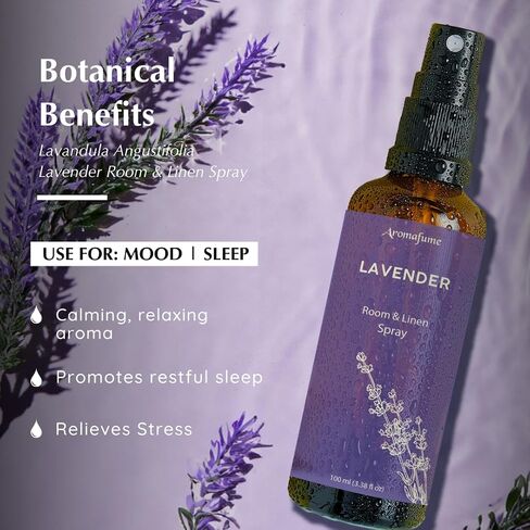 Lavender Room, Linen & Pillow Spray by Aromafume | 100ml/3.38 fl oz | with Pure Lavender Essential Oil | Aromatherapy Spray for Relaxation, Sleep & Stress Relief | Mist for Bedding, Fabrics in Saudi Arabia