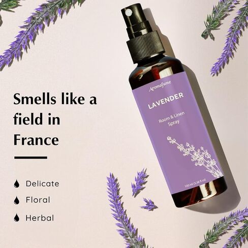 Lavender Room, Linen & Pillow Spray by Aromafume | 100ml/3.38 fl oz | with Pure Lavender Essential Oil | Aromatherapy Spray for Relaxation, Sleep & Stress Relief | Mist for Bedding, Fabrics in Saudi Arabia