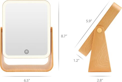 Lighted Makeup Mirror, 360°Rotation Makeup Mirror, Double Sided 1x/2x Magnifying with Touch Screen Adjustable Brightness LED Light, Portable Tabletop Mirror for Make Up, Rechargeable Mirror in Saudi Arabia