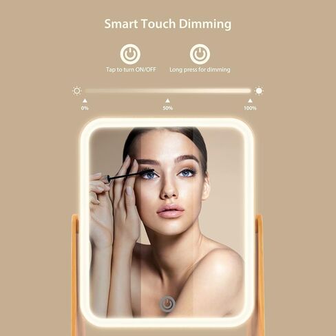 Lighted Makeup Mirror, 360°Rotation Makeup Mirror, Double Sided 1x/2x Magnifying with Touch Screen Adjustable Brightness LED Light, Portable Tabletop Mirror for Make Up, Rechargeable Mirror in Saudi Arabia