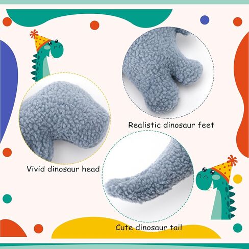 Shellwei 3 Pcs Dinosaur Decorative Pillow for Kids Sherpa Cute Nursery Playroom Dinosaur Pillow Kawaii Decorative Pillow Gift Toy for Boy Kids Nursery Home Decor in Saudi Arabia