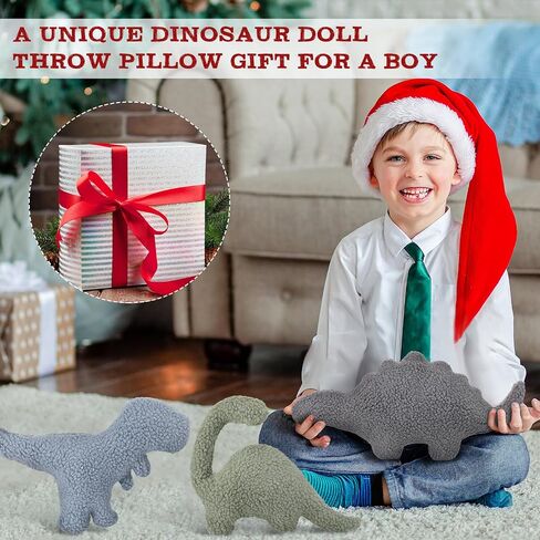 Shellwei 3 Pcs Dinosaur Decorative Pillow for Kids Sherpa Cute Nursery Playroom Dinosaur Pillow Kawaii Decorative Pillow Gift Toy for Boy Kids Nursery Home Decor in Saudi Arabia