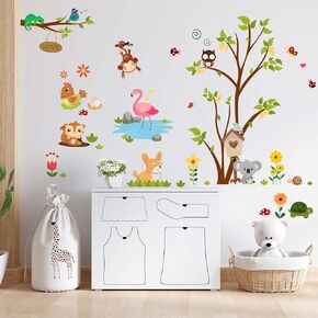 Baby Animals Wall Stickers - Monkey Koala Flamingo Dog Wall Decals - Baby Nursery Kids Room Daycare Playroom Classroom Wall Decor