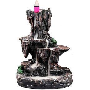 Ceramic Backflow Incense Burner Waterfall Incense Holder, for Home Decor Aromatherapy Relaxation Gifts… (Brown)