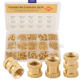 kiniza 330Pcs Threaded Inserts M2 M2.5 M3 M4 M5 Thread Knurled Nuts Assortment Kit Brass Heat Set Insert for Plastic and 3D Printing Components