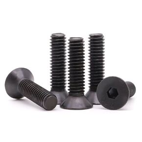 M5 x 10mm (50 Pack) Flat Head Socket Head Cap Screws, Grade 10.9 Black Oxide Finish, Machine Screws Full Thread Coverage