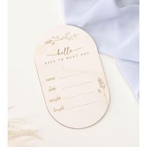 AXAHUHIVN Hello World Birth Announcement Sign for Newborn, Birth Stats Sign, Hello World Baby Name Wooden Sign, Wooden Birth Announcement Plaque "Hello World" Matte White Acrylic (4)