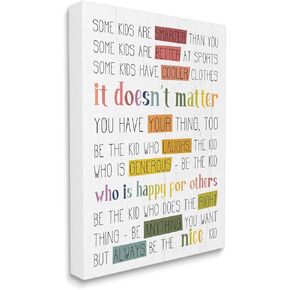 Stupell Industries Be The Nice Kid Sentiments Rainbow Text Pop, Designed by Daphne Polselli Canvas Wall Art, 16 x 20, Multi-Color