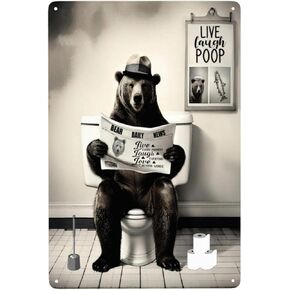 Phonily Funny Moose Metal Bathroom Signs Moose Read Newspaper Wall Art Elk Wall Decor for Bathroom Bedroom Living Room Decoration 8W*12L Inch