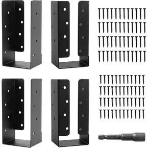 Concealed Joist Hangers, 8 Pcs 2"x8" Outdoor Trim Concealed Flanges, Q235B Steel Powder Coated Concealed Mount Joist Hangers for 2"x8" Beam Swing