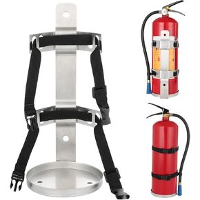 Fire Extinguisher Metal Bracket, 304 Stainless Steel Mounting Bracket with Adjustable Straps, Heavy Duty Fixing Holder Compatible with 6.6-8.8 lbs Fire Extinguisher in Kuwait