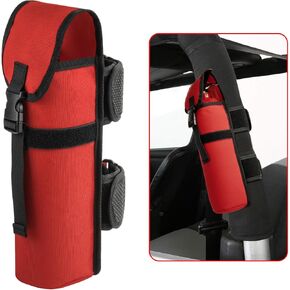 2.5 lb Roll Bar Fire Extinguisher Holder, Adjustable Fire Extinguisher Strap Holder Mount Fits 1-3.5Inch Roll Bars, Red