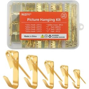 302Pcs Picture Hanging Kit, Heavy Duty Photo Frame Hangers with 10-75lb Hooks, Sawtooth Hardware, Screw Eyes, D Rings, Nails, Screws, Steel Wire for Picture, Painting ,Mirror, Wall Art Mounting