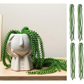 Your Magic Moment Fake Hanging Vines Succulent Plants Set of 4 Donkey Tails Fake Plant for Indoor Outdoor Faux Vines String of Pearls Cascading Plants for Wall Artificial Greenery 23x2.3x1 inches