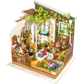 ROBOTIME DIY Miniature Dollhouse Kit - 1:24 Scale Dollhouse Room Kit with LED Light - DIY House Kit with Furniture Best Birthday for Women and Men