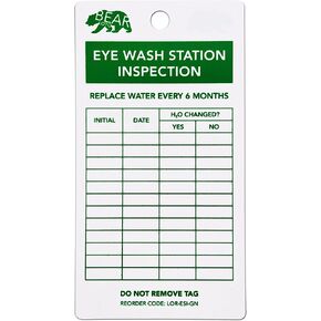 Eye Wash Inspection Tags | Double-Sided, 145 * 75mm, White and Green, 0.4mm Thick | Waterproof & Tear-Resistant Safety Tag Record Cards for Eye Wash Station | Accident Prevention (20-Pack)