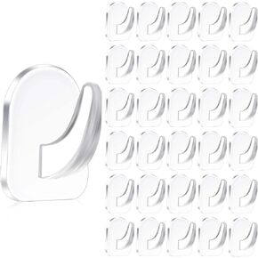 Molain 30 Pack Clear Adhesive Hooks for Hanging, Small Acrylic Adhesive Hooks with Traceless Stickers Drill-Free Wall Hooks Transparent Wall Door Hooks for Kitchen Bathroom Bedroom Office in Saudi Arabia