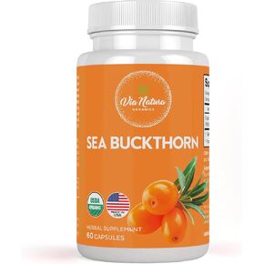 Sea Buckthorn Capsules 1000mg | Organic Herbal Supplement | Natural Source of Omega 3, Omega 6, Omega 7 and Omega 9 | 60 Capsules