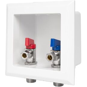 EFIELD Pex Pre-assembled Faucet Outlet Box, 1/2-Inch Barb Crimp Pex Inlet with Installed 1/4-Turn Ball Valve For Hot & Cold Water Supply, Chrome Plate