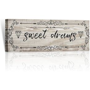 Vefacaiyo Sweet Dreams Sign Canvas Wall Art, 40"x 16" Inspirational Quotes Signs Modern Poster Painting Artwork for Bedroom, Living Room, Home, Farmhouse Wall Decor
