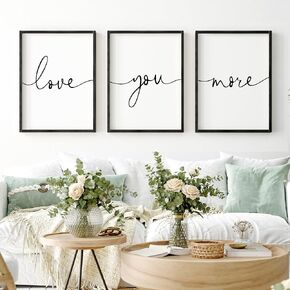 Heiple Love You More Sign Set of 3 Framed Above Bed Wall Decor Farmhouse Bedroom Decor Wood Wall Art Rustic Master Bedroom Essentials Home Wall Decoration (Gray, 11"x14")