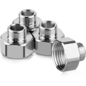 4 PCS Water Line Adapter 3/8 to 1/2 Water Line Adapter Male Reducer Adapter Pipe Connector With Rubber Washer Water Hose Adapter Faucet Adapter Kitchen Sink Hose Adapter for Kitchen Bathroom