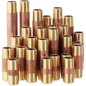 LTWFITTING Assortment Kit Total length (1-1/2-Inch 2-Inch 2-1/2-Inch 3-Inch 3-1/2-Inch 4-Inch 4-1/2-Inch) x 3/8-Inch Male NPT Brass Pipe Long Nipple Set (Pack of 26) in Saudi Arabia