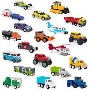 Driven by Battat – Pocket Fleet 2 – 20 Packs Mini Toy Vehicles – Race Car, Construction Trucks, Police SUV, Airplane, Fire Truck & More – Gift Toy for Boys & Girls Age 3+