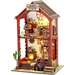 INSGEN Book Nook Bookshelf إدراج مشاهد مصغرة مجموعة بيت الدمى، لغز غلاف خشبي ثلاثي الأبعاد DIY Craft Christmas Booknook Decor Diorama Kit هدايا للبالغين والمراهقين، مع الموسيقى والإضاءة الاستقرائية