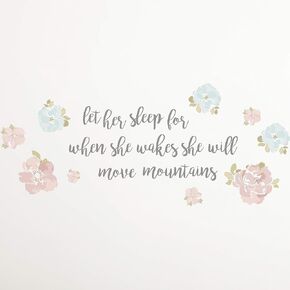 ملصقات كبيرة من Levtex Baby - دعها تنام على شكل زهور قابلة للتقشير واللصق - فضي، وردي، مائي - دعها تنام عندما تستيقظ وستتحرك الجبال، متعدد (LB350WD) in Kuwait