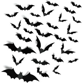 96Pcs Halloween Decorations Indoor, PVC 3D Halloween Decorations, Halloween Bat Decoration, Bat Sticker for Home Decor, DIY Wall Decal Bathroom Indoor Hallowmas Party Supplies